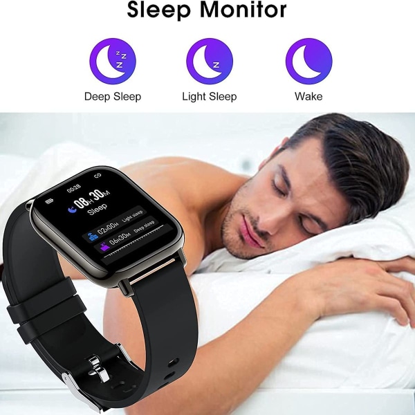 Smartwatch, vattentät med Bluetooth pekskärm, sömnövervakning