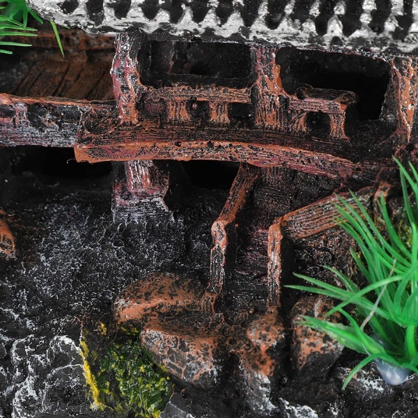 Akvariumhus Kunstig Harpiks Gammelt Hus Akvarium Landskapsfisk Reke Gjemmested Hule for Akvarium Ornament(A)