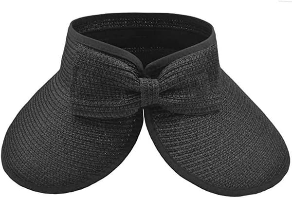 Dame Sommerhat med Foldbar Bred Skygge Solskygge - Sort