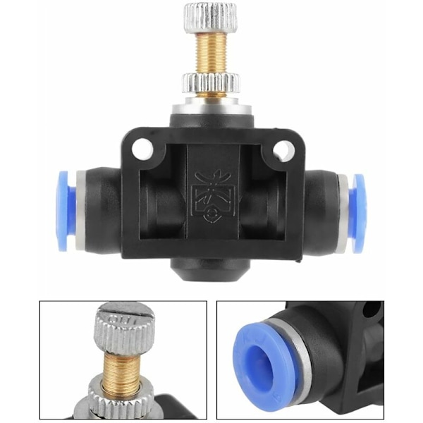 4 stk. Butterfly Slange Push-in Hastighedsregulator Pneumatisk Luftstrømsreguleringsventil Ventilforbindelse Hurtigkobling 8mm KLB
