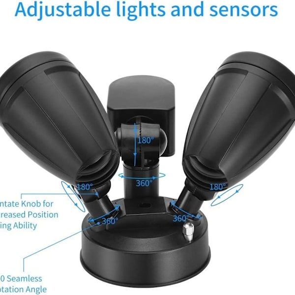 LED-valonheitin, 26 W:n liiketunnistin, ulkoinen LED-valonheitin IP65-6000K viileä valkoinen valo Ener
