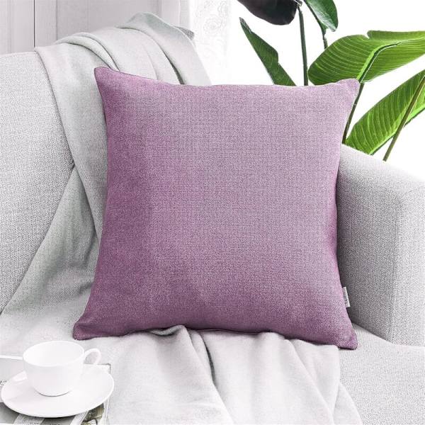 Set om 2 kuddfodral 40x40cm Dekorativ Chenille Soffa Dekorativa Kuddfodral för Sovrum Fyrkantig Enfärgad för Stol, Bil, Kontor, Lila KLB