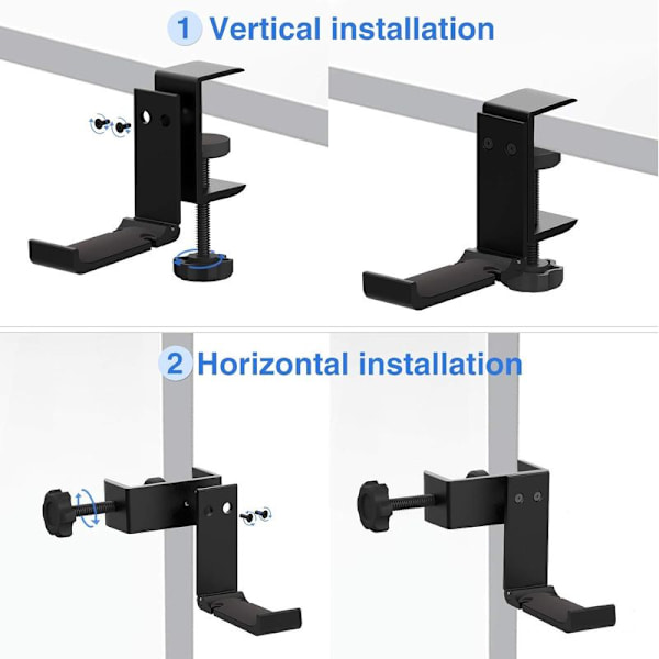 Headset-holder under skrivebordet - Hovedtelefon-krog - Foldbar - Gaming