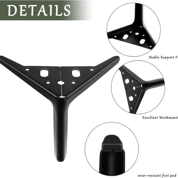 Set med 4 möbelben med skruvar, 12 cm träbordben KLB