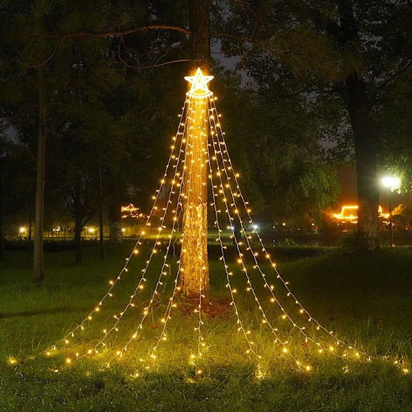 LED-ljusgirlang - 3,5 m - solenergi - vattentät - för julgran, inomhus och utomhus (varmvit)