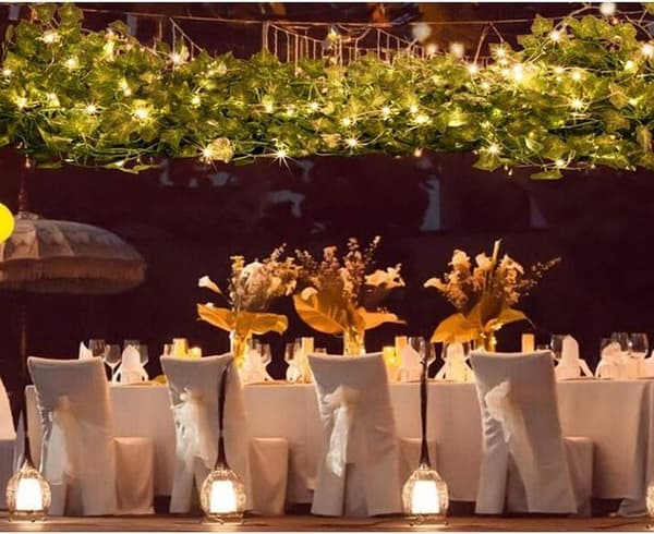 Feelysslynger med blader, 20/100 LED eføy blomsterkrans feelysslynger