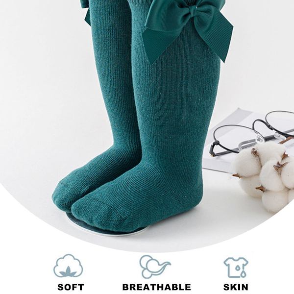 6 par mörkgröna babystrumpor med rosett höst/vinter 15-17 cm KLB