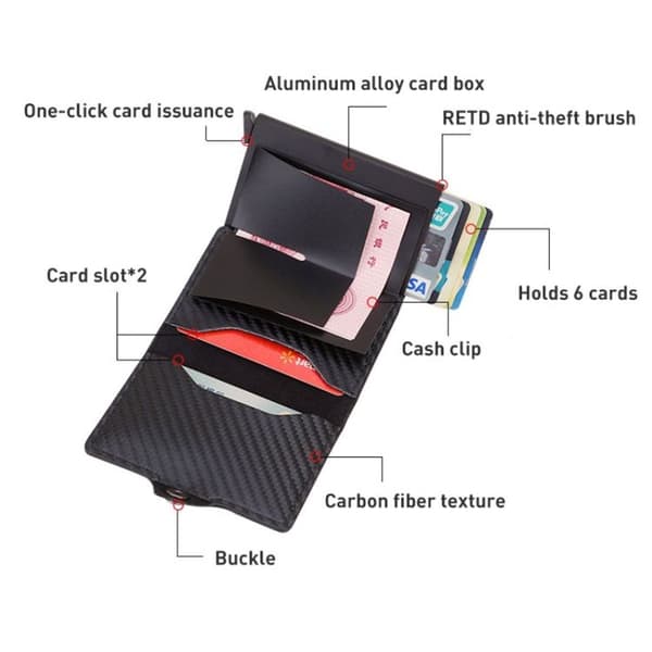 C1911H9 RFID Multi-Slot Kort Etui PU Læder og Metal (Sølv)