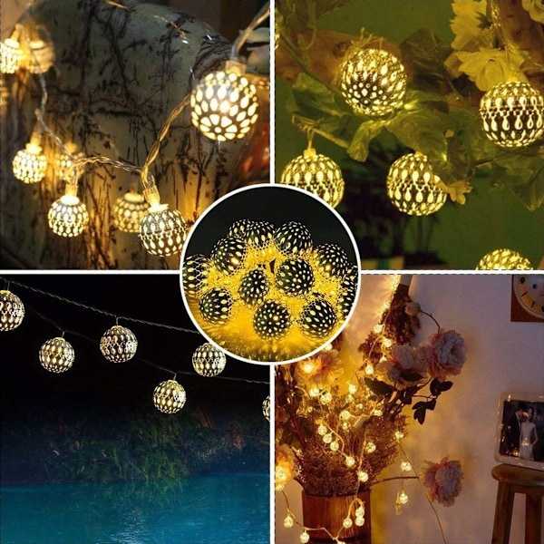 Metallhul Marokko Ball LED-lysslynge Dekorative lys KLB