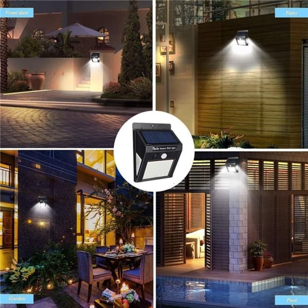 LED solcellelampe: bevegelsessensor, vanntett, sikkerhet KLB