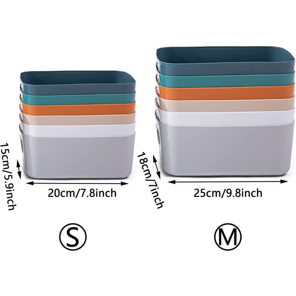 6 STK Farve Plast Opbevaringskurv Badeværelse Hylde Kurve Køkken Organisation Pantry Opbevaringsbeholdere (Medium)