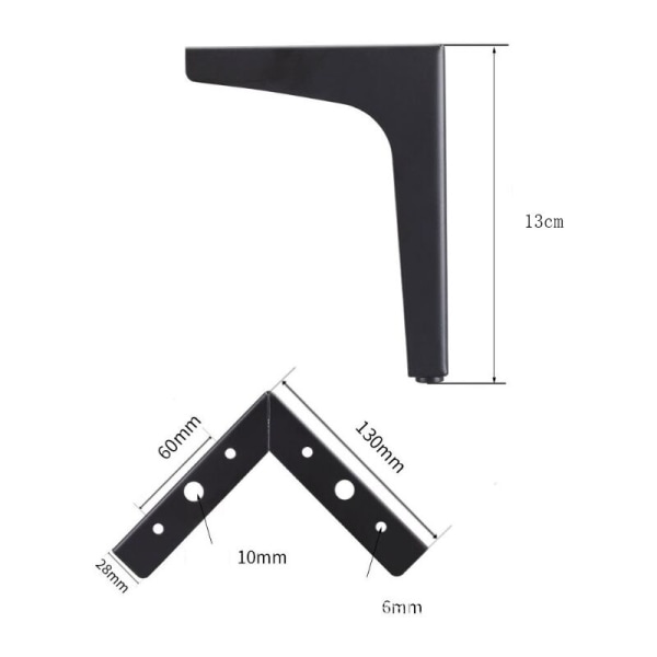Triangulära möbelben i metall, ersättningsben för möbler, skåp, soffor, soffbord, säng (13 cm) KLB
