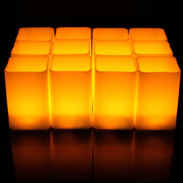 12 Blinkende Flammeløse LED-lys - Varm Hvid - Halloween Juledekorationer (M)