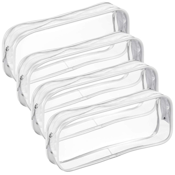 Transparent PVC pennfodral, stor kapacitet, vit KLB