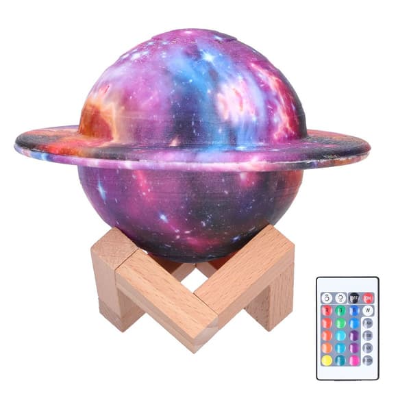 LED natlampe, USB-opladning, måneskin, RGB, Saturn-lys KLB