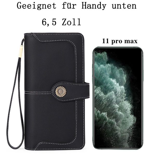 Dam läder plånbok, stor plånbok, clutch RFID