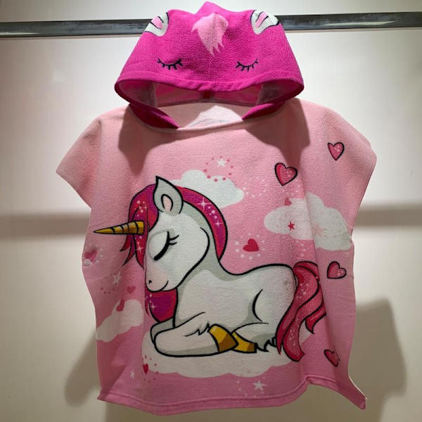 Rosa Enhjørning (60*120cm) Barn Badehåndkle Kappe Strand Kappe, Baby Hettehåndklær Wearable Hettehåndkle for Gutter Jenter Absorberende Hettehåndkle for Småbarn