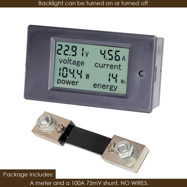 DC 6,5-100 V 100 A Spenning Strøm Effekt Energimåler DC Volt Amp