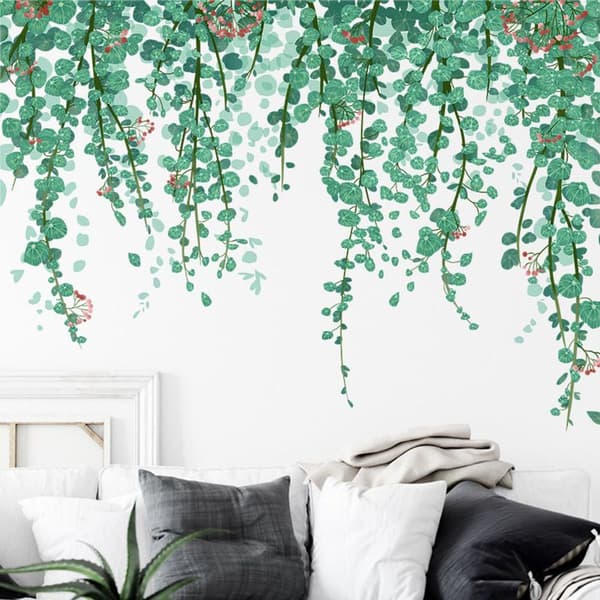 Grønne planter Eucalyptus Vine Blade Wall Sticker Fjernelse Akvarel Wall Art KLB