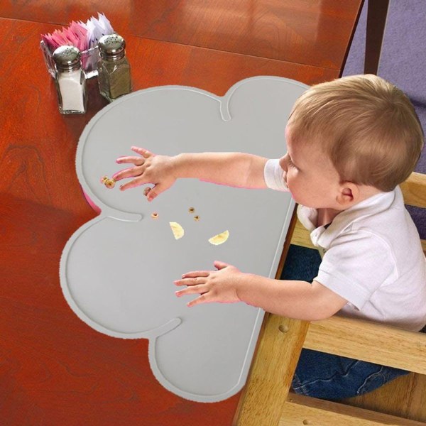Børns silikone sky dækkeserviet Skridsikret grå dækkeserviet