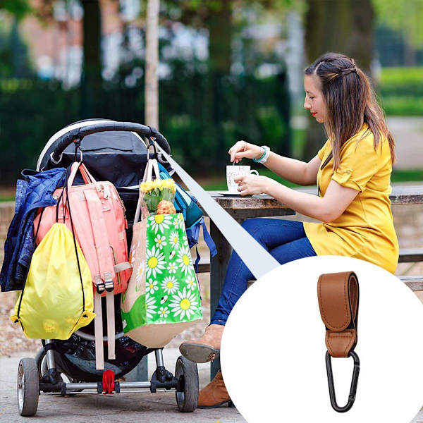 Barnvagnskrok för att hänga väskor och shopping, brun KLB