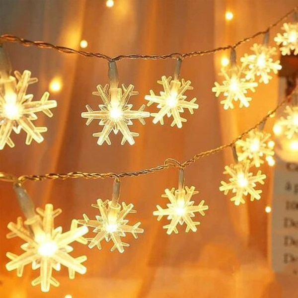 Christmas Snowflake String Lights, 6m 40LED Fairy Lights