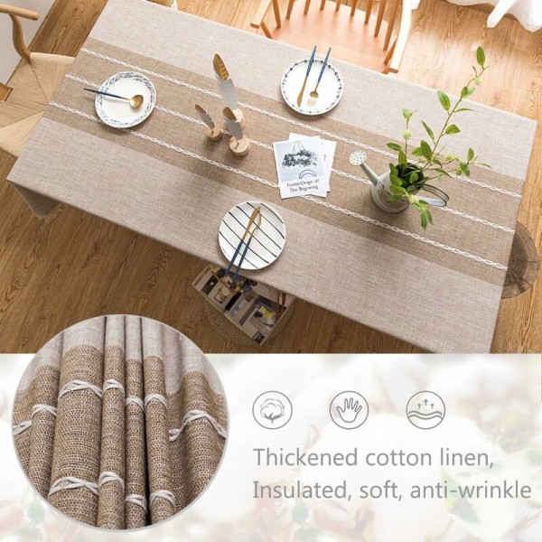 Modern linne bomull rektangulär bordsduk bordsdukar för rektangulärt bord Hem Kök Dekoration (140x180cm,Kaffebrun) KLB