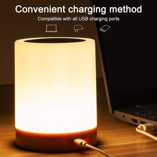 LED natlampe til sengebordet med touch-styring og USB