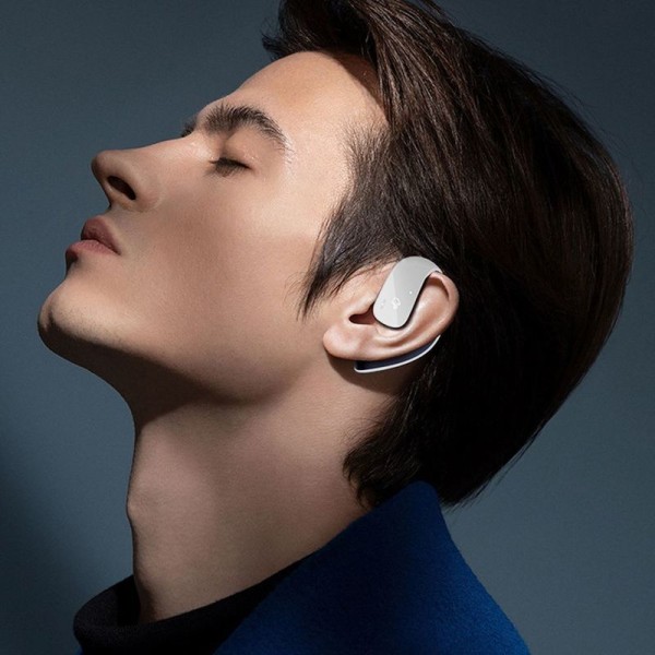 Open Ear Headphones - Trådløse hovedtelefoner med mikrofon til hvid
