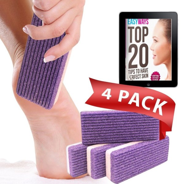 2-i-1 dubbelsidig fotfil i pimpsten, 4-pack