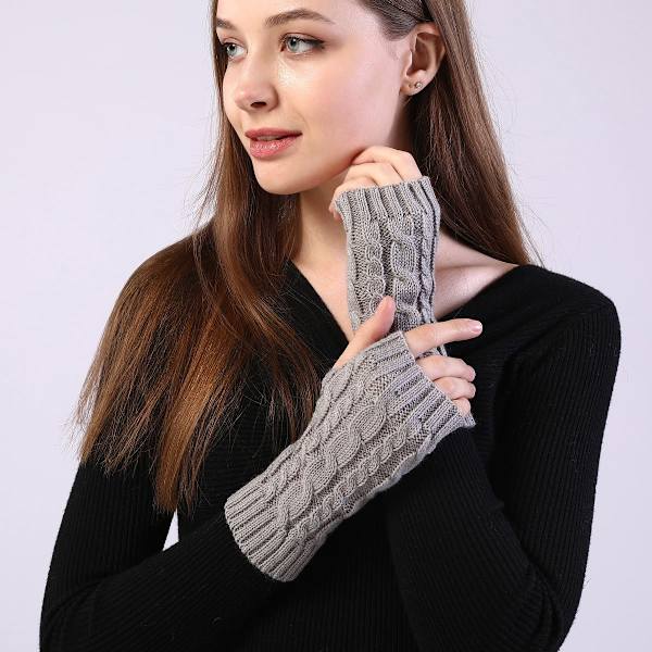 Par Womens Vinter Arm Varmer Varme Fingerløse Handsker Hånd Hækle Kombination 4 KLB
