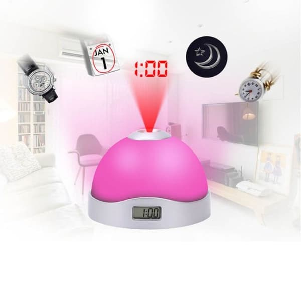Lazy Magic farverig lysende projektionsur LED halvkugleformet alarmur (ingen stjerne