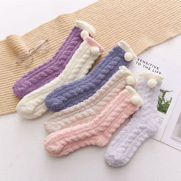 Dam Fluffy Socks Fluffiga Tofflor Mjuka Cabin Fleece Socks Style 2 KLB