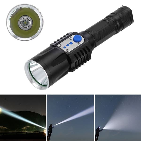 USB-ladattava ulkoilun LED-taskulamppu, kirkas taskulamppu KLB