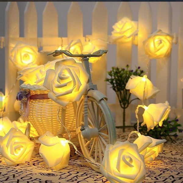 LED-strängros, LED rosa konstgjord rosring fe-lampa, varmvit KLB