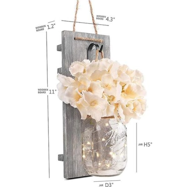 Rustika Mason Jar String Lights, Silk Hydrangeas och LED String Lights