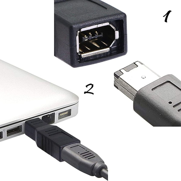 FireWire IEEE 1394 Type A 400 6-pin hun til 1394 Type B 800 9-pin