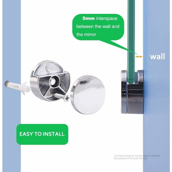 Pcs Runde Speil Klemmer, Speil Klips Glass Klemme Klemmeholder Sinkronlegering Fiksering Speilholder for 4-7mm Tykt Glass KLB