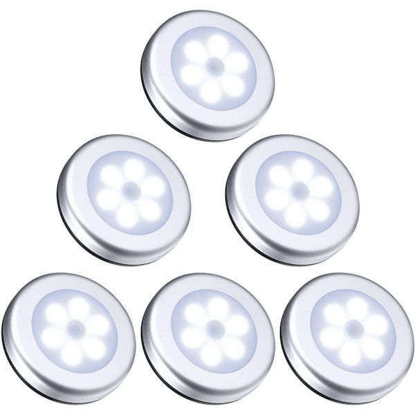 Nattlys med bevægelsessensor, 6 LED bevægelsessensor lys skab lys, KLB