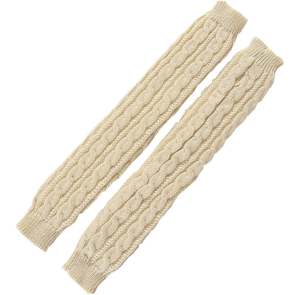 Fingerløse tommelfingerhuller Lange HandskerTwisted Strikvarer Varme Fingre Beige KLB