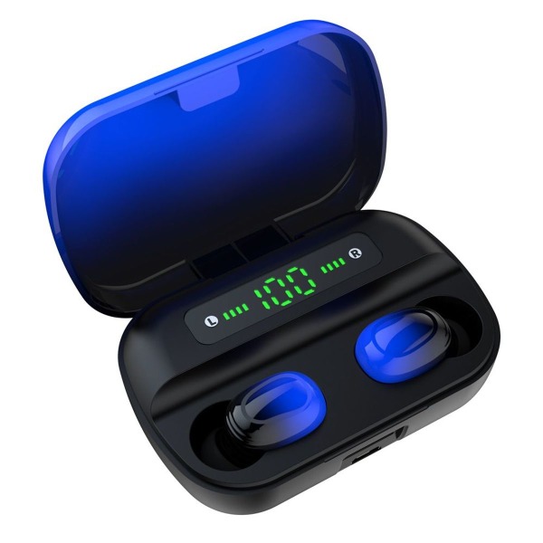 Langattomat Bluetooth 5.0 in-ear kuulokkeet, IPX7 vedenpitävä, musta sininen