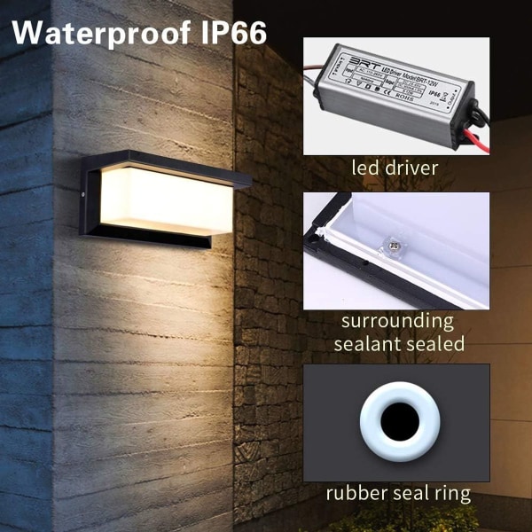 15W ulkoseinävalaisin LED-seinävalaisin ulkokäyttöön lämmin valkoinen vedenpitävä KLB