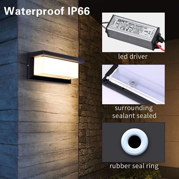 15W Utomhus Vägglampor LED Vägglampa Utomhus Varm Vit Vattentät KLB