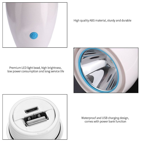 Utomhus USB-laddningsbar LED-ficklampa Vattentät Arbetsbelysning KLB