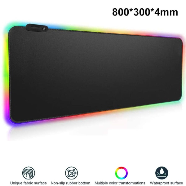 RGB Gaming-musematte 8 lysmoduser Sklisikker gummi 800x300x4 mm