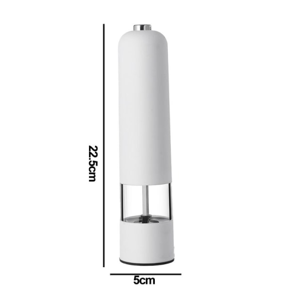 Elektrisk salt- og pepperkvern - automatisk, påfyllbar, hvit