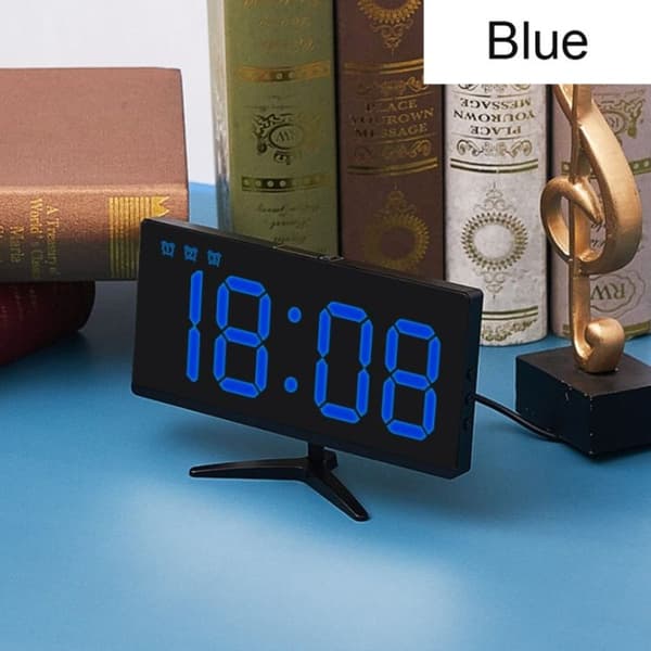 Elektronisk LED-klocka, smart digital bordsklocka (blå)