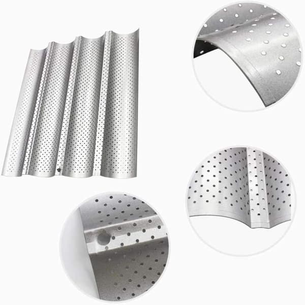 Perforert baguetteform med non-stick belegg for baking, sølv KLB