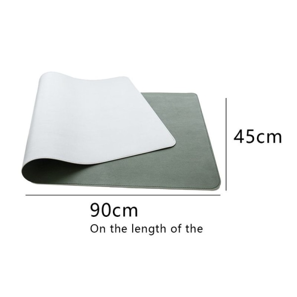 Leather Desk Pad Protector Office Desk Mouse Pad Ink Green + Light Gray