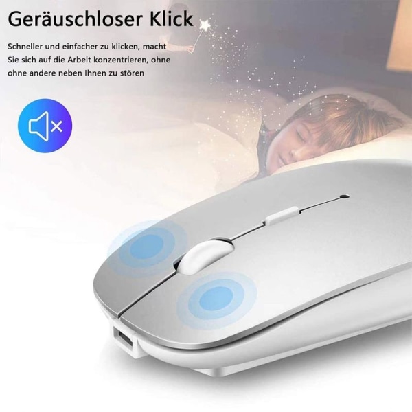 Bluetooth-mus, oppladbar, stille, mini-mus, 3 DPI-justerbar Bluetooth
